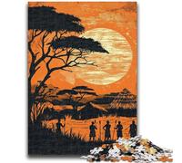 Puzzle 1000 pièces pour Adolescents et Adultes Prairies africaines Anti-Stress, défi Difficile, décoration d'intérieur Unique et Cadeaux 26 x 38 cm