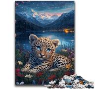 Puzzle 1000 pièces pour Adolescents et Adultes, Puzzle bébé léopard 1000 pièces, Jeu Stimulant, Jouets, décoration Murale, Cadeaux d'anniversaire et de Noël Uniques (75x50cm)