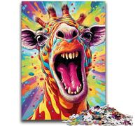 Puzzle 1000 pièces pour Adolescents et Adultes Puzzle psychédélique Girafe pour Adultes, Interaction Parent-Enfant intéressante pour réduire Le Stress (50x75cm)