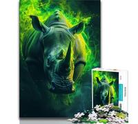 Puzzle 1000 pièces pour Adolescents et Adultes Puzzle rhinocéros Vert pour Adultes, idéal pour Les soirées Jeux, Jouet coloré à Offrir (Taille 38x26cm)