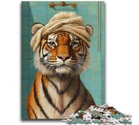 Puzzle 1000 pièces pour Adolescents et Adultes Puzzle Tigre dans la Salle de Bain pour Adultes, Cadeaux d'anniversaire et Cadeaux Uniques pour Les 14 Ans et Plus (75x50cm)