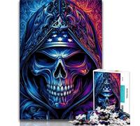 Puzzle 1000 pièces pour Adolescents et Adultes Puzzles Crâne de Flamme, idéal comme Cadeau pour Toute la Famille à partir de 14 Ans (Taille 38x26cm)