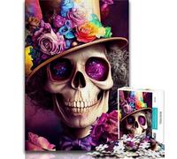 Puzzle 1000 pièces pour Adolescents et Adultes Puzzles Crâne Rose, idéal comme Cadeau pour Toute la Famille à partir de 14 Ans (Taille 38x26cm)