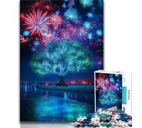 Puzzle 1000 pièces pour Adolescents et Adultes Puzzles d'arbres de feu d'artifice colorés pour Adultes défi Difficile à Offrir en Cadeau à Toute la Famille 38x26cm