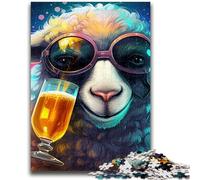 Puzzle 1000 pièces pour Adolescents et Adultes Puzzles de Moutons Buvant de la bière pour Adultes, Interaction Parent-Enfant intéressante pour réduire Le Stress (50x75cm)