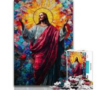 Puzzle 1000 pièces pour Adolescents et Adultes Puzzles Jésus en vitrail, idéal comme Cadeau pour Toute la Famille à partir de 14 Ans (Taille 75x50cm)