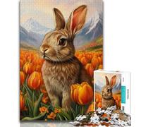 Puzzle 1000 pièces pour Adolescents et Adultes Puzzles Lapin de Pâques pour Adultes, Jeu Familial Anti-Stress, défi Difficile, adapté aux Couples (Taille 75x50cm)