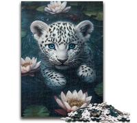 Puzzle 1000 pièces pour Adolescents et Adultes Puzzles Lotus et Léopard pour Adolescents, idéal comme Cadeau pour Toute la Famille à partir de 14 Ans (75x50cm)