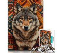 Puzzle 1000 pièces pour Adolescents et Adultes Puzzles Loup Indien pour Adultes, Jeu Familial Anti-Stress, défi Difficile, adapté aux Couples (Taille 75x50cm)