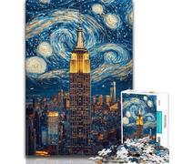 Puzzle 1000 pièces pour Adolescents et Adultes Puzzles Nocturnes de l'empire State Building, idéal comme Cadeau pour Toute la Famille à partir de 14 Ans (Taille 38x26cm)