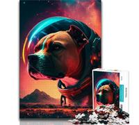 Puzzle 1000 pièces pour Adolescents et Adultes Puzzles Pitbull de l'espace pour Adolescents, Jeux éducatifs, décoration Murale, Cadeaux d'anniversaire et de Noël Uniques (Taille 75x50cm)