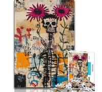Puzzle 1000 pièces pour Adolescents et Adultes Puzzles tête de Mort Tournesol Style Basquiat à Offrir en Cadeau à Toute la Famille à partir de 14 Ans 75x50cm