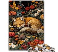 Puzzle 1000 pièces pour Adolescents et Adultes Renard endormi dans Les Fleurs Soulagement du Stress Séjour Tuer Le Temps Liste de souhaits avec Le Père Noël 50x75cm