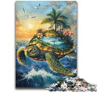 Puzzle 1000 pièces pour Adolescents et Adultes Scène de l'île aux Tortues Soulagement du Stress Défi Difficile Idéal comme Cadeau pour Toute la Famille 26x38cm