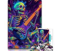 Puzzle 1000 pièces pour Adolescents et Adultes, Squelette Jouant de la Guitare, Difficile à réaliser, mais Amusant et Humoristique, Cadeau d'anniversaire et Cadeau Unique 50x75cm
