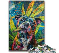 Puzzle 1000 pièces pour Adolescents et Adultes Staffordshire Bull Terrier Fumeur Jouets éducatifs Anti-Stress Convient pour la décoration de Bureau 26x38cm
