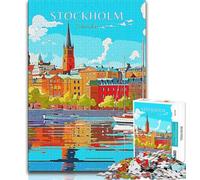 Puzzle 1000 pièces pour Adolescents et Adultes Stockholm Suède Voyage, Design Dynamique et Unique Expérience de Puzzle relaxante et stimulante (75x50cm)