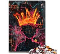 Puzzle 1000 pièces pour Adolescents et Adultes, Style Couronne Basquiat, Anti-Stress, défi Difficile, Convient pour la décoration de Bureau 50x75cm