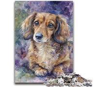 Puzzle 1000 pièces pour Adolescents et Adultes, Teckel Aquarelle, Jouets de Divertissement Familial, Jeu éducatif pour Anniversaire et Noël, à partir de 14 Ans, 26x38cm
