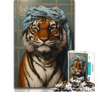 Puzzle 1000 pièces pour Adolescents et Adultes Tigre dans la Salle de Bain, Jeu Familial Anti-Stress, défi Difficile, renforce l'amour Entre Couples 38x26cm