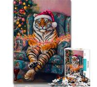 Puzzle 1000 pièces pour Adolescents et Adultes Tigre sur Le canapé, Un Jeu Stimulant idéal comme Cadeau pour Toute la Famille (75x50cm)