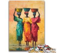 Puzzle 1000 pièces pour Adolescents et Adultes Trois Femmes africaines, Jeu Familial Anti-Stress, défi Difficile, adapté aux Couples (38x26cm)