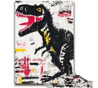 Puzzle 1000 pièces pour Adolescents et Adultes Tyrannosaurus Rex Graffiti Difficile à réaliser, mais Amusant et Humoristique Cadeau d'anniversaire, Cadeaux, décoration Murale 38x26cm