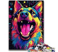 Puzzle 1000 pièces pour Adolescents et Adultes Un Chien Joyeux et Coquin, Anti-Stress, défi Difficile avec Affiche et fiche de Questions-réponses Assorties 50x75cm