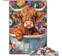 Puzzle 1000 pièces pour Adolescents et Adultes : Vache à Hauteur de Salle de Bain, Difficile, avec des pièces entièrement emboîtables de Formes aléatoires (Taille 26x38cm)