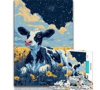 Puzzle 1000 pièces pour Adolescents et Adultes Vache Blanche, Un Jeu Stimulant, idéal comme Cadeau pour Toute la Famille (75x50cm)