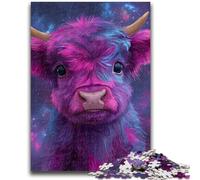 Puzzle 1000 pièces pour Adolescents et Adultes : Vache Violette des Highlands Jeu éducatif et Stimulant pour Toute la Famille, idéal pour Les Anniversaires et Noël (26x38cm)