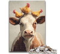 Puzzle 1000 pièces pour Adolescents et Adultes, Vaches et Poules, Puzzle Adulte, pour Tuer Le Temps à la Maison avec des pièces entièrement emboîtables de Formes aléatoires 50x75cm