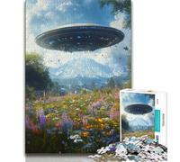 Puzzle 1000 pièces pour Adolescents et Adultes Vaisseau Spatial Extraterrestre, Difficile à compléter mais Amusant et Humoristique, Anniversaire et Cadeaux Uniques 50x75cm