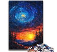 Puzzle 1000 pièces pour Adolescents et Adultes Van Gogh Ciel Nocturne Anti-Stress Staycation Kill Time Wishlist avec Père Noël 50x75cm