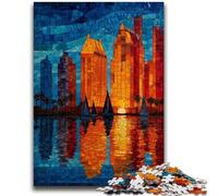 Puzzle 1000 pièces pour Adolescents et Adultes, Ville en vitrail, Jouets éducatifs, Anti-Stress, décoration d'intérieur Unique et Cadeaux 50x75cm