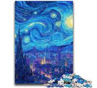 Puzzle 1000 pièces pour Adolescents et Adultes, Ville sous Le Ciel Nocturne, pour Les 14 Ans et Plus, Jeu de Quiz, activités Amusantes à la Maison, Cadeau d'anniversaire, Cadeaux de Voyage 50x75cm