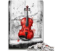 Puzzle 1000 pièces pour Adolescents et Adultes, Violon Rouge, Jouets de Divertissement Familial avec Affiche et fiche de Questions-réponses Assorties, 26x38cm