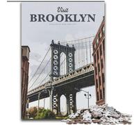 Puzzle 1000 pièces pour Adolescents et Adultes Visitez Brooklyn, adapté aux Personnes de 14 Ans et Plus Jeux éducatifs Cadeaux du Père Noël Secret 26x38cm