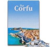 Puzzle 1000 pièces pour Adolescents et Adultes Visitez Corfou Jeu Stimulant et éducatif en Famille pour Anniversaire et Noël (Taille 50x75cm)
