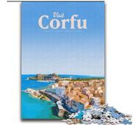 Puzzle 1000 pièces pour Adolescents et Adultes Visitez Corfou Jeux éducatifs Décoration de la Maison Jeu éducatif pour Anniversaire, Noël (38x52cm) 1000pcs