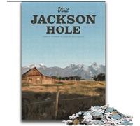 Puzzle 1000 pièces pour Adolescents et Adultes Visitez Jackson Hole, Jeu intellectuel pour renforcer l'amour Entre Couples à partir de 14 Ans 75x100cm