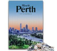 Puzzle 1000 pièces pour Adolescents et Adultes Visitez Perth Jeu Stimulant et éducatif en Famille pour Anniversaire et Noël (Taille 50x75cm)