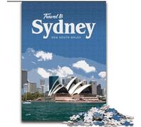 Puzzle 1000 pièces pour Adolescents et Adultes Visitez Sydney Jeux éducatifs Décoration de la Maison Jeu éducatif pour Anniversaire, Noël (26x38cm) 1000pcs