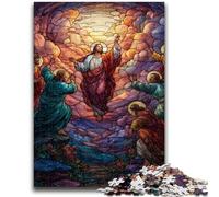 Puzzle 1000 pièces pour Adolescents et Adultes, vitrail Jésus, Puzzle 1000 pièces, Jouets éducatifs, Jeux Anti-Stress, Cadeaux d'anniversaire Uniques (75x50cm)