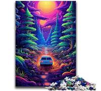 Puzzle 1000 pièces pour Adolescents et Adultes Voiture néon dans la Nature Anti-Stress Défi Difficile Décoration d'intérieur Unique et Cadeaux 50x75cm