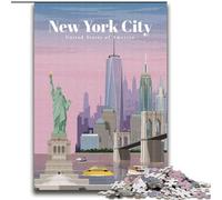 Puzzle 1000 pièces pour Adolescents et Adultes Voyage à New York au crépuscule, adapté aux Personnes de 14 Ans et Plus Jeux éducatifs Cadeaux du Père Noël Secret 75x100cm