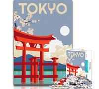 Puzzle 1000 pièces pour Adolescents et Adultes, Voyage à Tokyo, Japon, Art, Anti-Stress, défi Difficile, idéal comme Cadeau pour Toute la Famille (75x50cm)