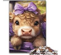 Puzzle 1000 pièces pour Adolescents et Adultes Yak en Lavande Entraînez Votre Cerveau et Vos Mains Interaction Parent-Enfant pour Les 14 Ans et Plus 50x75cm
