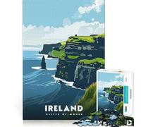 Puzzle 1000 pièces pour Adolescents Falaises de Moher Irlande Jeu de logique et d'art de précision,décoration Murale de Noël (38x26cm)