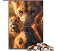 Puzzle 1000 pièces pour Adolescents Famille de Lions africains, Jouet éducatif et décompressant, Cadeau d'anniversaire, décoration Murale (Taille 26x38cm)